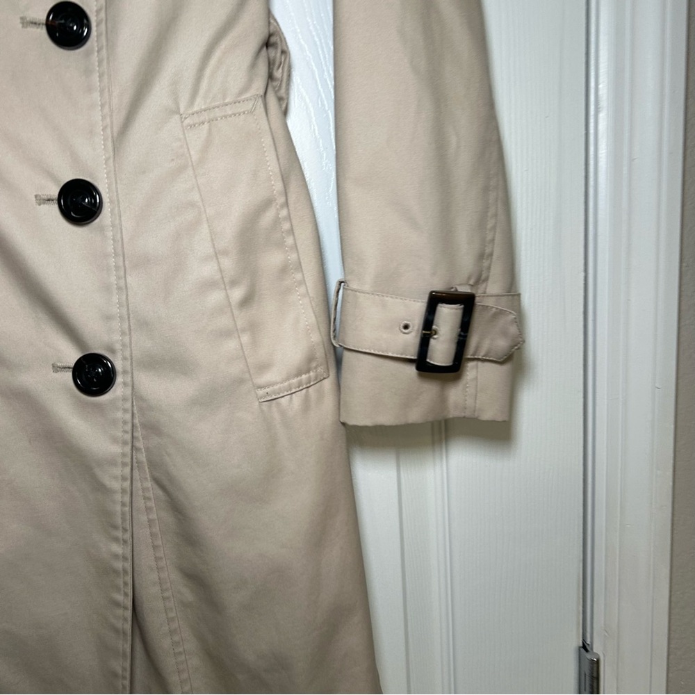 Lands' End Women's Tan Double-Breasted Trench Coat women’s 6 minimal classic - Picture 2 of 7